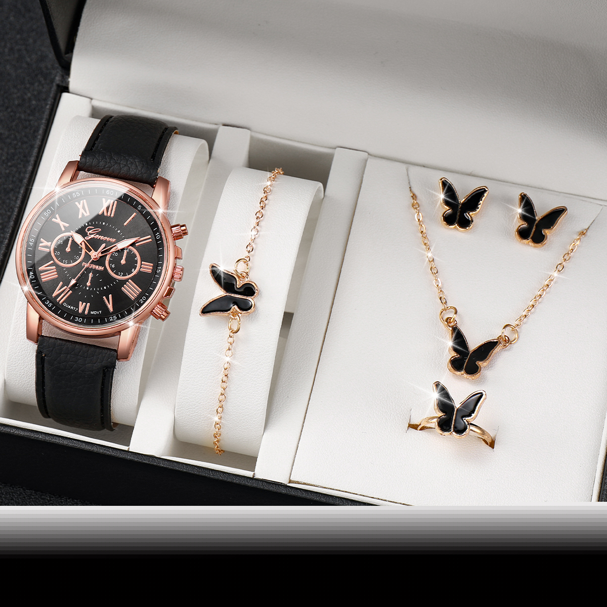 Ladies Belt Geneva Quartz Watch Jewelry Set