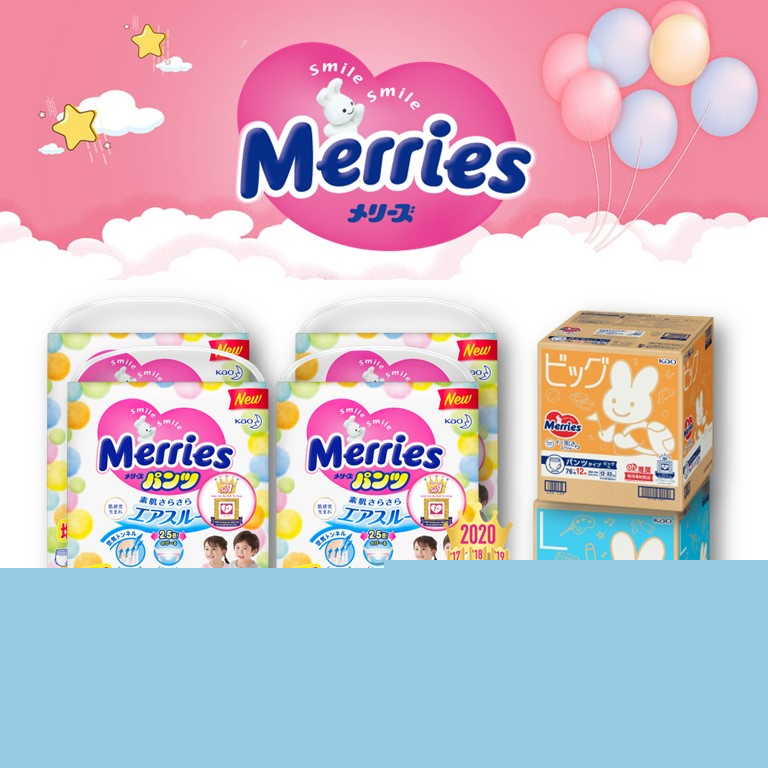 ? 4 PACKS DEAL ? MERRIES Disposable Diaper - Tape &amp; Pants - GIANT Packs