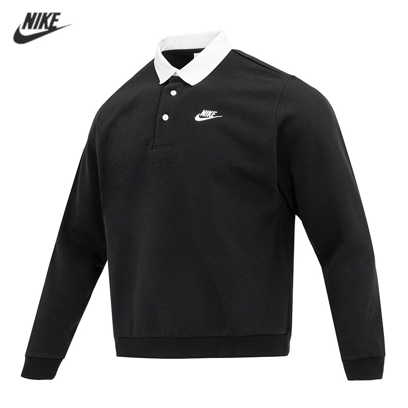 【Ready-Stock】100%Authentic-Nike-Men's-Embroidered-Logo-Sports-Casual-Sweatshirt-Lapel-Knit-Polo-Shirt-Long-Sleeve-DX0538-063-010