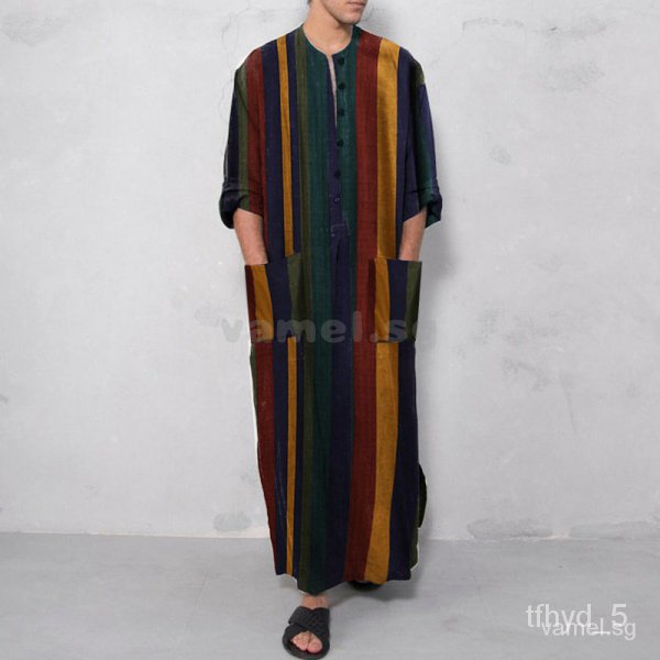 SG?[Ready Stock] Lelaki Baru Dicetak Baju Lengan Panjang Islam Jubah kMrg HDOO
