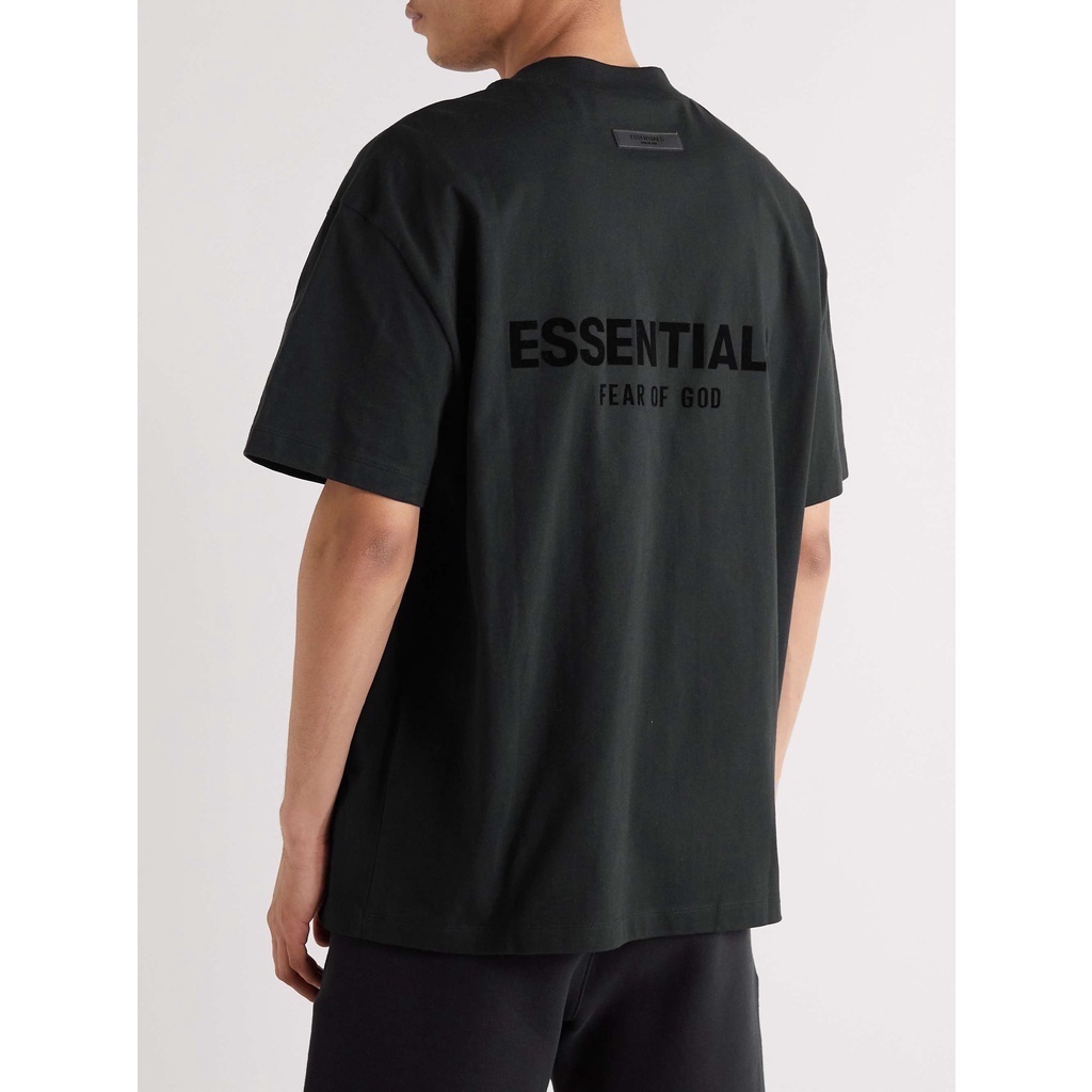 [100%-Authentic]-Fear-of-God-ESSENTIALS-SS22-Flocked-Logo-Short-Sleeve-Tee