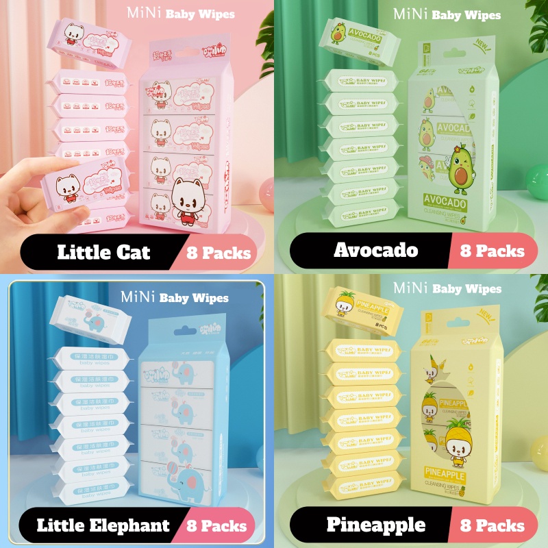 【Local Ready Stock】Mini Baby Wipes | Wet Wipes | Bacteriostatic Rate 99.9  | Hygiene | Adult & Kids