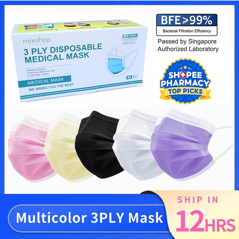 mixshop 3PLY disposable Medical mask & face mask for Adults and Kids, 99  BFE