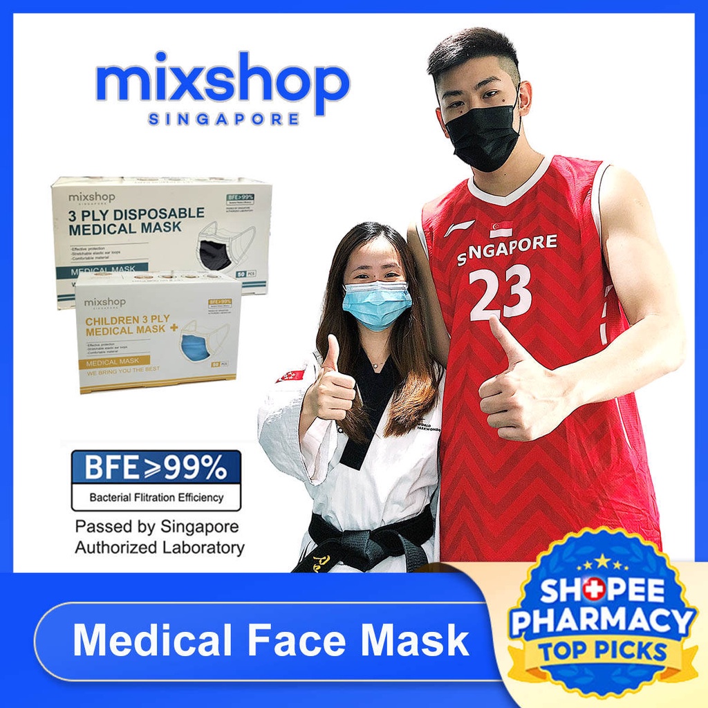 mixshop 3 PLY Medical Mask,  Face Mask,  BFE>99  Mask,  SG STOCK