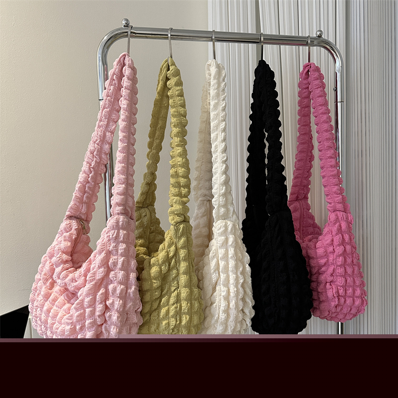 Pleated Cloud Underarm Bag 2023 New Style Solid Color Shoulder Bag Commuter Pleated Bag Shopping Bag Korean Girl Heart 